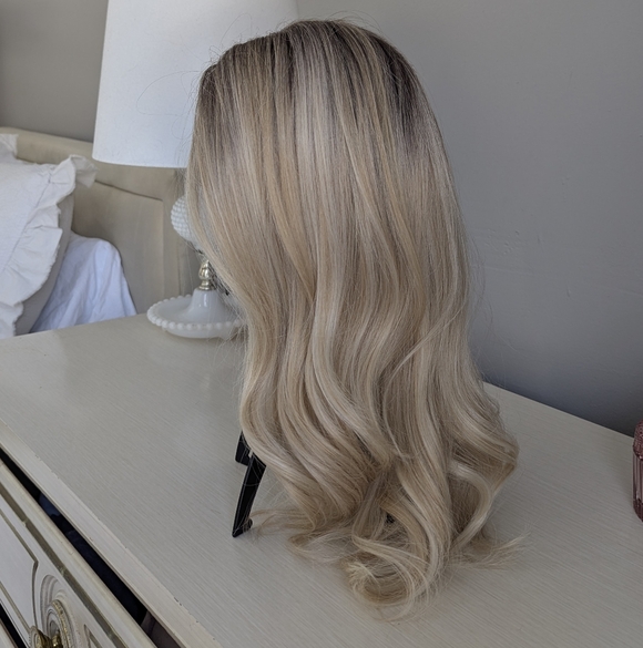 HAIRCUBE Human Hair Wig Lace Front, Rooted Creamy Light Blonde, 18" - Picture 7 of 15